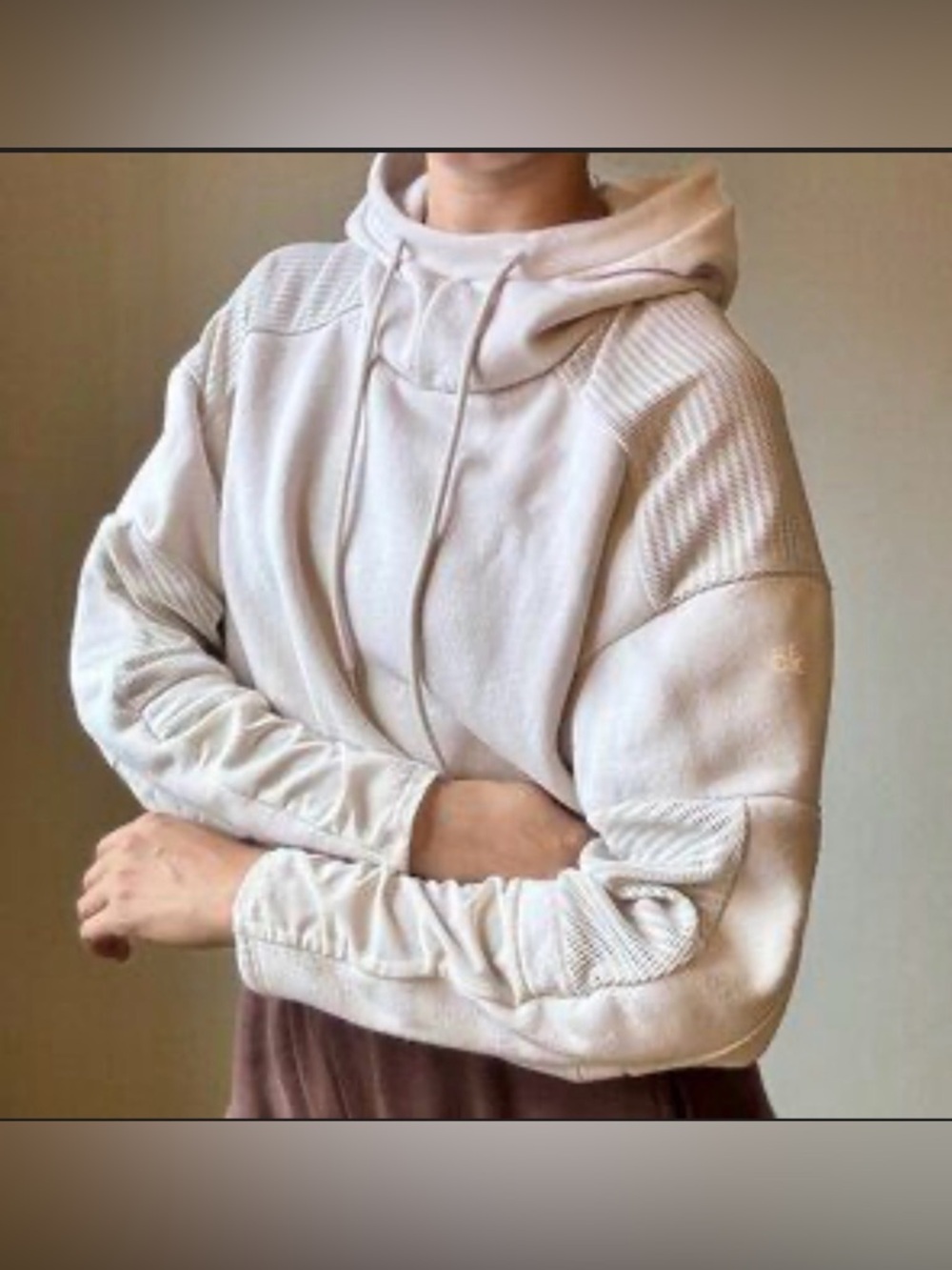 ALO Yoga Mesh Panel Cropped Hoodie - Size Medium